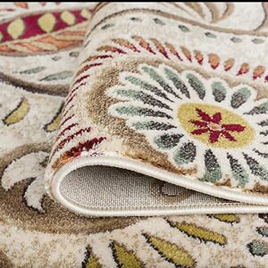 Giselle Transitional Floral Ivory Scatter Mat Rug, 2' x 3'