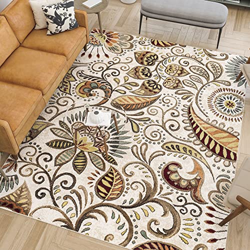 Giselle Transitional Floral Ivory Scatter Mat Rug, 2' x 3'