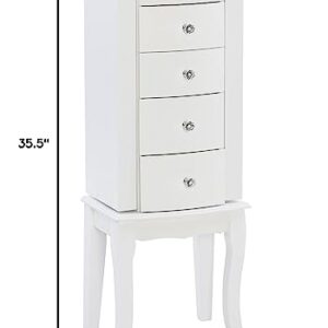 Powell Furniture Jewelry Armoire, White, 13"x 9.375"x 35.5"