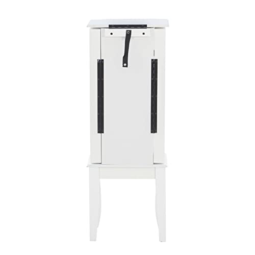 Powell Furniture Jewelry Armoire, White, 13"x 9.375"x 35.5"