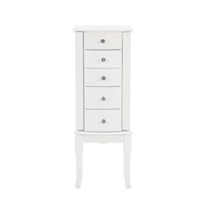 Powell Furniture Jewelry Armoire, White, 13"x 9.375"x 35.5"