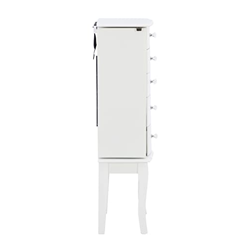 Powell Furniture Jewelry Armoire, White, 13"x 9.375"x 35.5"