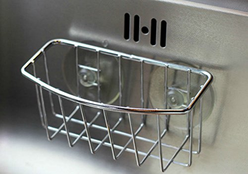 Neat-O Deluxe Chrome-Plated Steel Large Suction Cups Kitchen Sink Sponge Storage Organizer Holder