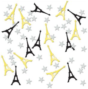 beistle eiffel tower confetti table decoration international paris french theme party supplies, one size, black/gold/silver
