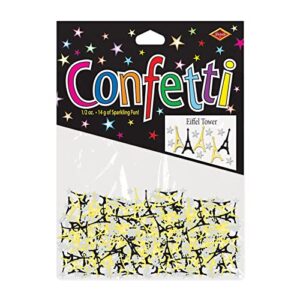 Beistle Eiffel Tower Confetti Table Decoration International Paris French Theme Party Supplies, One Size, Black/Gold/Silver