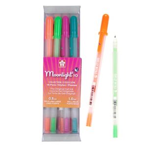 sakura gelly roll moonlight gel pens - bold point opaque ink pen for journaling, art, or drawing - bold line - assorted bright ink - 16 pack
