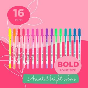 SAKURA Gelly Roll Moonlight Gel Pens - Bold Point Opaque Ink Pen for Journaling, Art, or Drawing - Bold Line - Assorted Bright Ink - 16 Pack