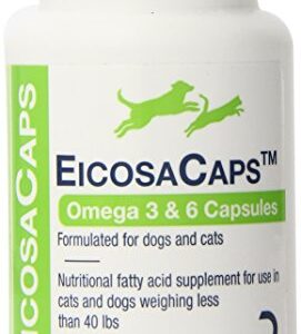 Dechra 60 Capsules EicosaCaps Fish Oil Nutritional Supplements for Dogs and Cats Up to 40-Pound