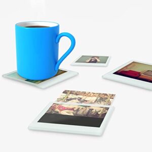 Mustard Glass Coasters Set Personalize Your Drinks Mat - Instant Photo