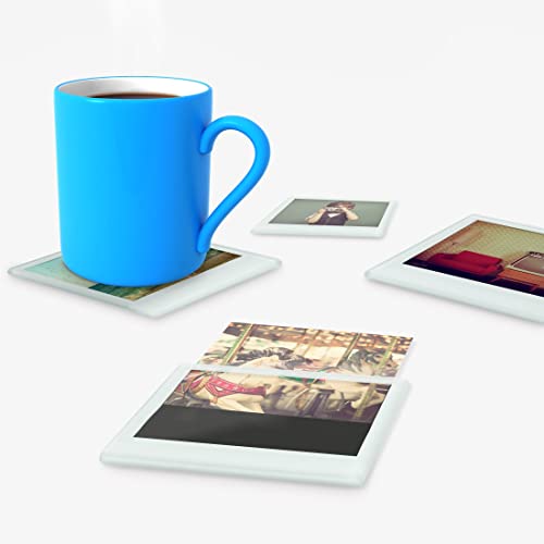 Mustard Glass Coasters Set Personalize Your Drinks Mat - Instant Photo