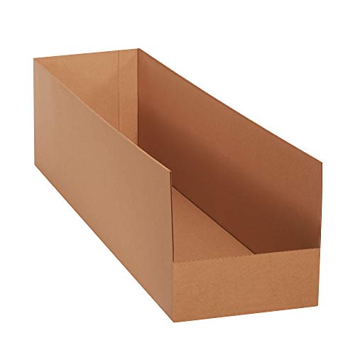 Aviditi Warehouse Rack Corrugated Cardboard Bins, 10"x 42"x 10", Kraft, Pack of 10, For Warehouse, Garage and Home Organization