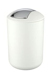 wenko 21207100, garbage bin with swing lid, bathroom trash can, waste basket for small spaces, bedroom, office, guest toilet,1.7 gal, white, 7.68 x 7.68 x 12.2 in, 19.5 x 19.5 x 31 cm