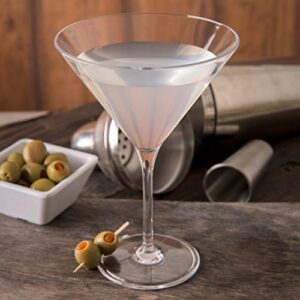 Carlisle FoodService Products 564607 Alibi Shatter-Resistant Plastic Martini Glass, 9 oz., 6.63" Height, 2.88" width, 2.88" Length, Polycarbonate (Pc), Clear