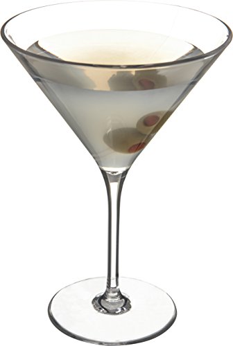 Carlisle FoodService Products 564607 Alibi Shatter-Resistant Plastic Martini Glass, 9 oz., 6.63" Height, 2.88" width, 2.88" Length, Polycarbonate (Pc), Clear