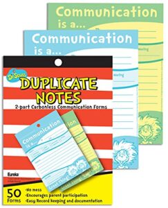 eureka dr. seuss teacher notes for parents carbonless duplicating notepads, 50 ct.