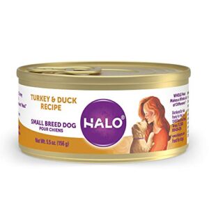 halo wet dog food for small dogs, grain free, turkey & duck 5.5 ounce (pack of 12)