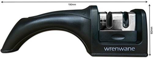 Wrenwane Kitchen Knife Sharpener - 2 Stage Sharpening, Black