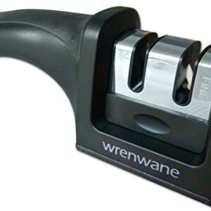 Wrenwane Kitchen Knife Sharpener - 2 Stage Sharpening, Black