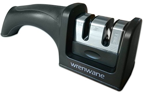 Wrenwane Kitchen Knife Sharpener - 2 Stage Sharpening, Black