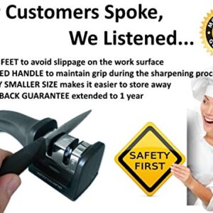 Wrenwane Kitchen Knife Sharpener - 2 Stage Sharpening, Black