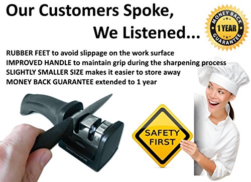 Wrenwane Kitchen Knife Sharpener - 2 Stage Sharpening, Black