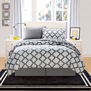 VCNY Home Galaxy Reversible 8 Piece Bed-In-A-Bag Comforter Set, Queen, Grey/White