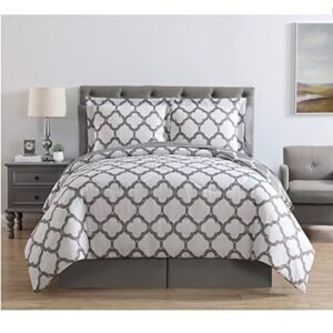 VCNY Home Galaxy Reversible 8 Piece Bed-In-A-Bag Comforter Set, Queen, Grey/White