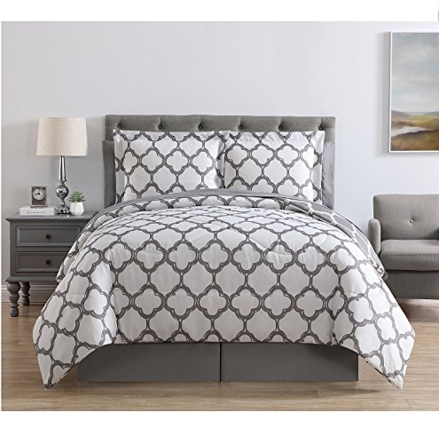VCNY Home Galaxy Reversible 8 Piece Bed-In-A-Bag Comforter Set, Queen, Grey/White