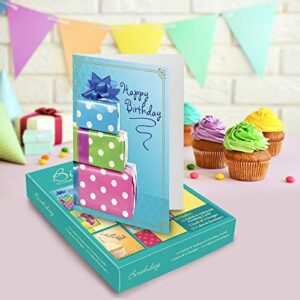 Designer Greetings Assorted Birthday Cards (12 Foiled and Embossed Greeting Cards with 13 Colored Envelopes; 3 Each of 4 Designs)