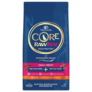 wellness core rawrev dry small dog food with wholesome grains, natural ingredients, made in usa with real freeze-dried meat (adult, small breed, 4 lbs)