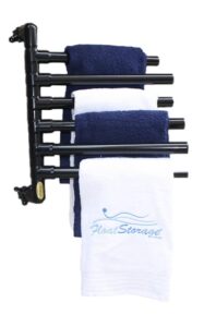 the original hanging towel rack - wall-mounted outdoor pool towel rack with 6 swivel arms for convenient storage - patented rust-free and durable pvc towel rack design - no assembly required (black)