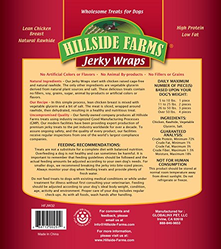 Hillside Farms Chicken And Rawhide Jerky Wraps Premium Dog Treats, 32-Ounce