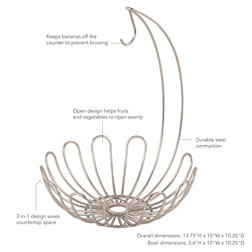 Spectrum Bloom Wire Small Fruit Tree & Basket (Satin Nickel) - Décor & Organizer for Kitchen, Fruit, Home, Countertop, Table, Dorm, & Apartment Hanging Storage