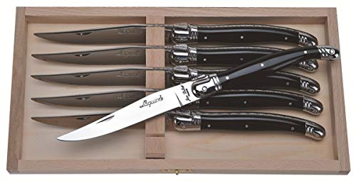 Jean Dubost Laguiole 6 Steak Knives Set, Acrylic Black