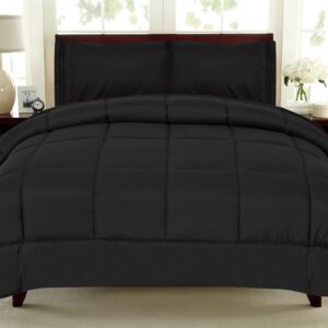 sweet home collection white goose down alternative comforter, black, queen