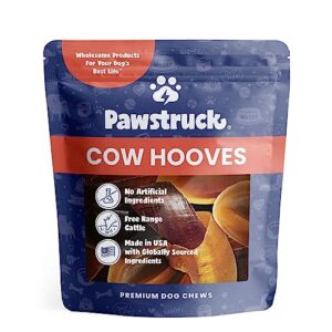 Pawstruck Natural Cow Hooves for Dogs (10 Pack) - Made in The USA Bulk Dog Dental Treats & Dog Chews Beef Hoof, American Made