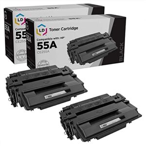 ld compatible toner cartridge replacement for hp 55a ce255a (black, 2-pack)