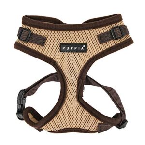 puppia authentic ritefit harness with adjustable neck, medium, beige