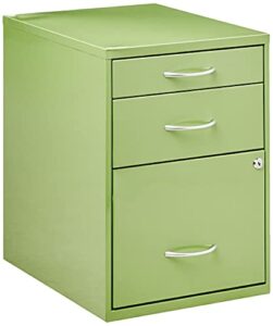 osp home furnishings hpb heavy duty 3-drawer metal file cabinet for standard files and office supplies, green finish