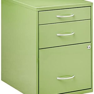 OSP Home Furnishings HPB Heavy Duty 3-Drawer Metal File Cabinet for Standard Files and Office Supplies, Green Finish