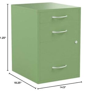 OSP Home Furnishings HPB Heavy Duty 3-Drawer Metal File Cabinet for Standard Files and Office Supplies, Green Finish