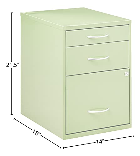 OSP Home Furnishings HPB Heavy Duty 3-Drawer Metal File Cabinet for Standard Files and Office Supplies, Green Finish