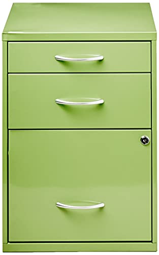 OSP Home Furnishings HPB Heavy Duty 3-Drawer Metal File Cabinet for Standard Files and Office Supplies, Green Finish