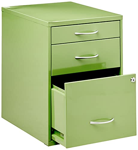 OSP Home Furnishings HPB Heavy Duty 3-Drawer Metal File Cabinet for Standard Files and Office Supplies, Green Finish