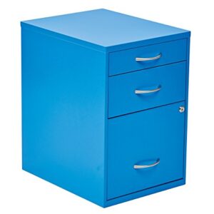 OSP Home Furnishings HPB Heavy Duty 3-Drawer Metal File Cabinet for Standard Files and Office Supplies, Blue Finish