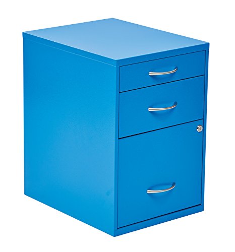 OSP Home Furnishings HPB Heavy Duty 3-Drawer Metal File Cabinet for Standard Files and Office Supplies, Blue Finish