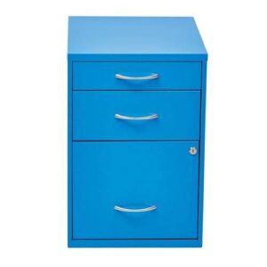 OSP Home Furnishings HPB Heavy Duty 3-Drawer Metal File Cabinet for Standard Files and Office Supplies, Blue Finish