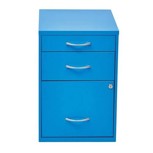 OSP Home Furnishings HPB Heavy Duty 3-Drawer Metal File Cabinet for Standard Files and Office Supplies, Blue Finish