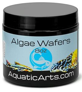 aquatic arts algae wafers (8 ounce) sinking food for live aquarium shrimp, fish (pleco/tetra), snails, and bottom feeders | high protein spirulina blend fish food for fish tank aquariums
