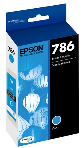 EPSON T786 DURABrite Ultra -Ink Standard Capacity Cyan -Cartridge (T786220) for Select Epson Workforce Printers